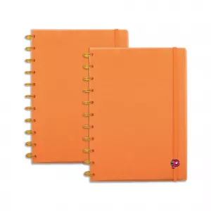 Kit 2 Cadernos Grandes Bubble Neon Laranja